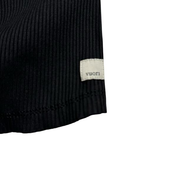 VUORI Black Ribbed Knit V-Neck Strappy Tank Top Women's Size Small Rib Crop Tank - Picture 5 of 7